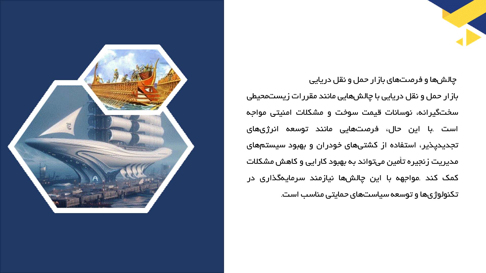 پاورپوینت در مورد بازارهای جهانی حمل و نقل دریایی